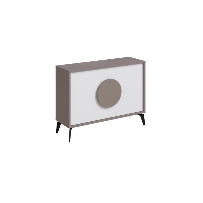 Mourah Home Gora Console - Modern Sideboard With 2 Doors - Storage Cabinet For Living Room, Office, Lounge, Dining Room, Kitchen, Hallway - 35.6X82X110 Cm - White- Light Mocha- 2 Years Warranty - Image 3